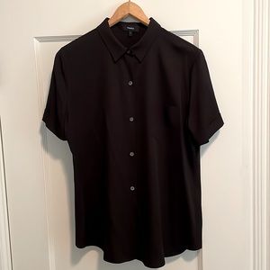 NWT Theory Women's Short Sleeve Button Down Shirt in Stretch Silk Size L